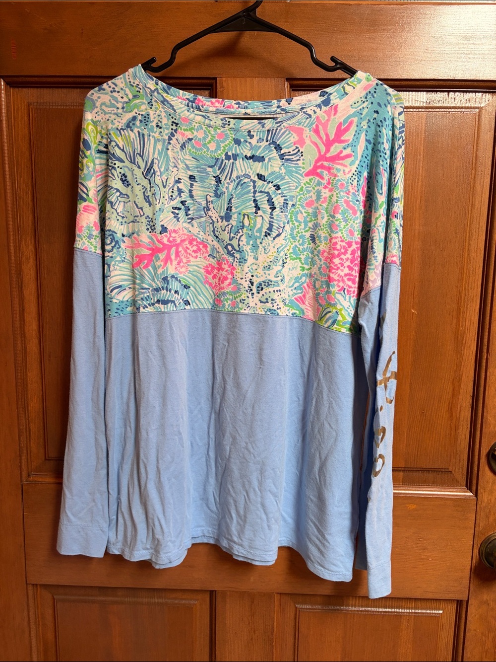 Lilly Pulitzer Fin Top Long Sleeve Cotton Blend Size Medium